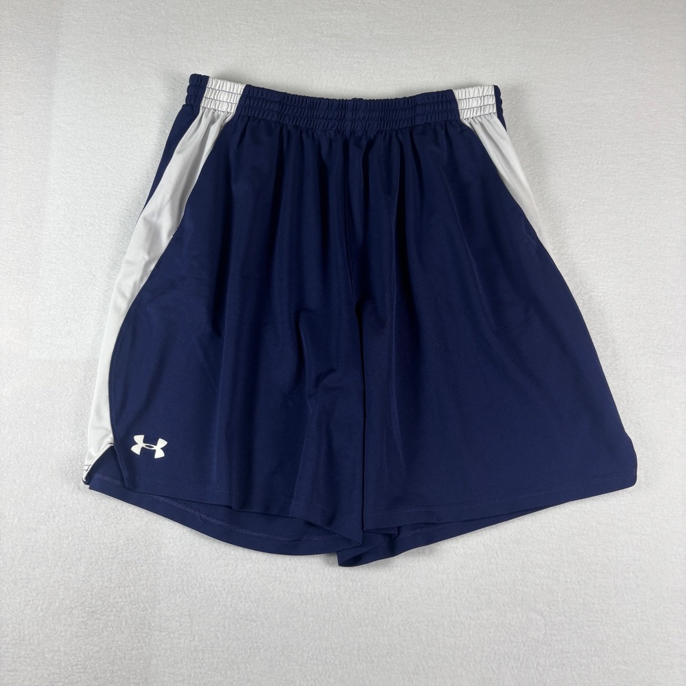 Under Armour Mens Athletic Shorts Navy Blue White XXL Elastic Waist Drawstring